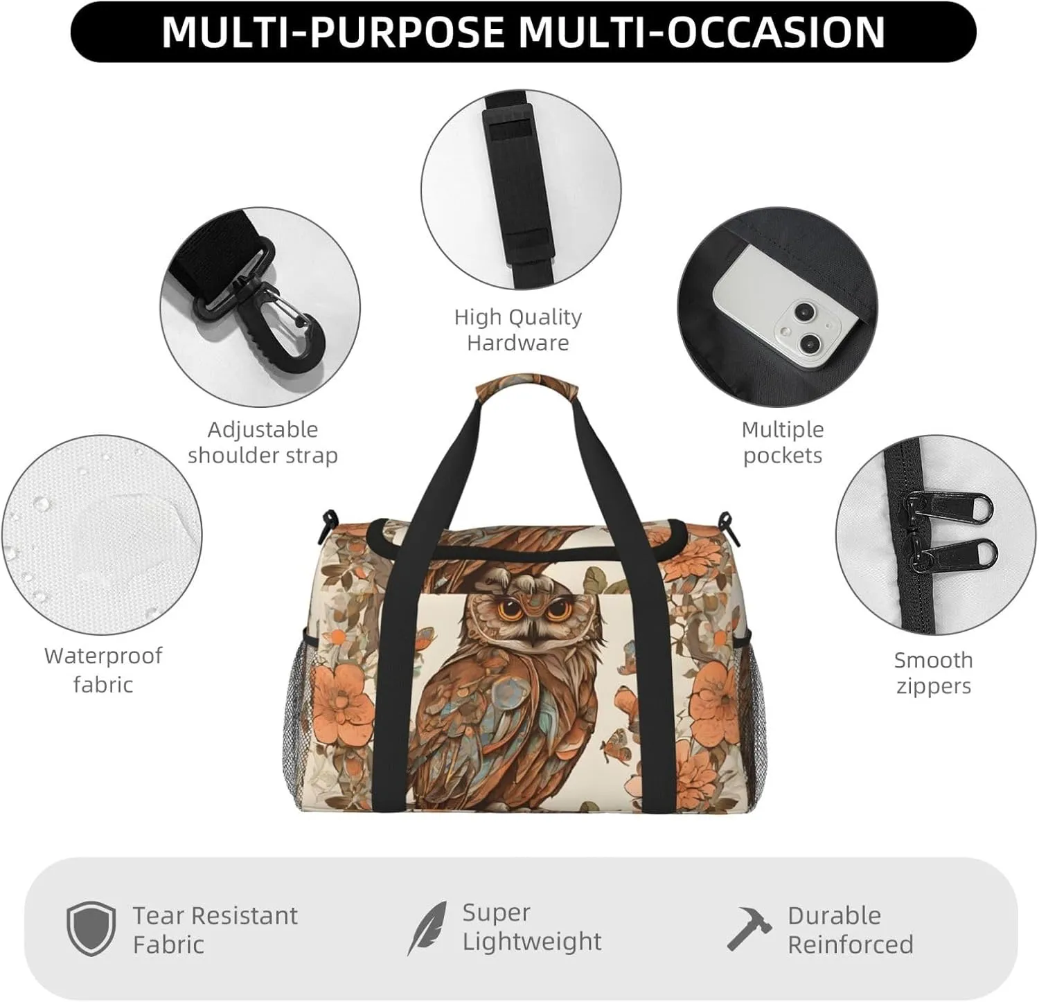 Owl Beliefs Durable Portable Crossbody Travel Bag, A Good Companion For Long-Distance Travel