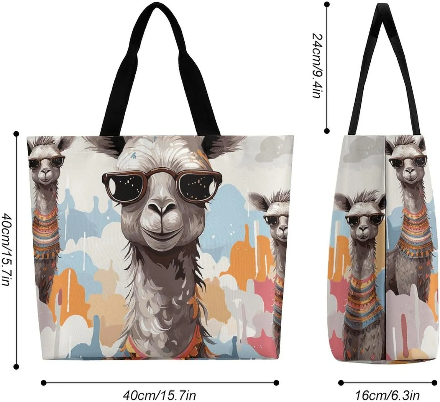 Peach Leafed Flower Tote Bags, Reusable Grocery Bags, Large Shopping Bag, Shoulder Bag for Women