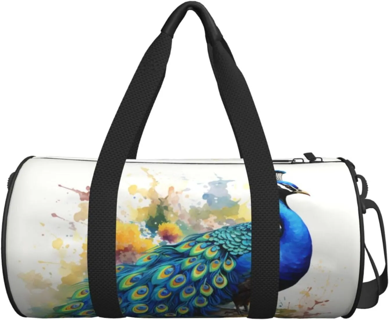 Peacock watercolor painting Travel Duffle Bag for Men Women Sport Gym Bag Foldable Weekender Bag Carry on Overnight Bag for Travel Swimming Basketball