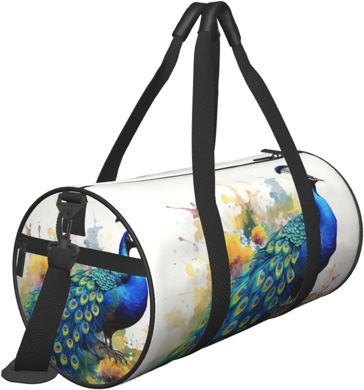 Peacock watercolor painting Travel Duffle Bag for Men Women Sport Gym Bag Foldable Weekender Bag Carry on Overnight Bag for Travel Swimming Basketball