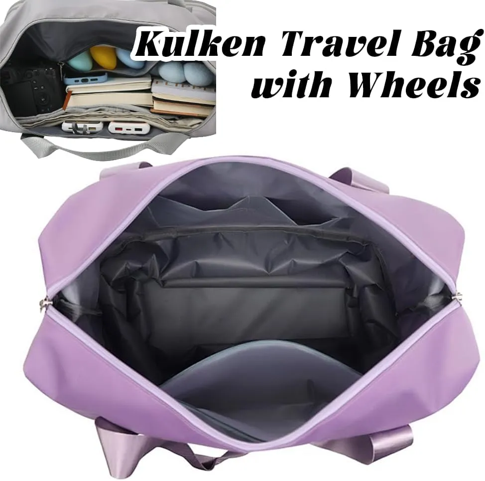 Pepepo Travel Bag with Wheels, 2025 New Large Capacity Travel Bag - Universal Wheel Removable for Travel & Business Trip, Expandable Foldable Rolling Duffle Bags with Wheels for Women & Men (A-Purple)