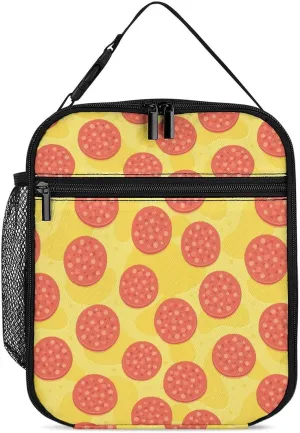 Pepperoni Pizza Pattern Reusable Lunch Bag Insulated Portable Lunch Box Bag Leak Proof Dining Bag Lunch Box Container Tote Pattern116