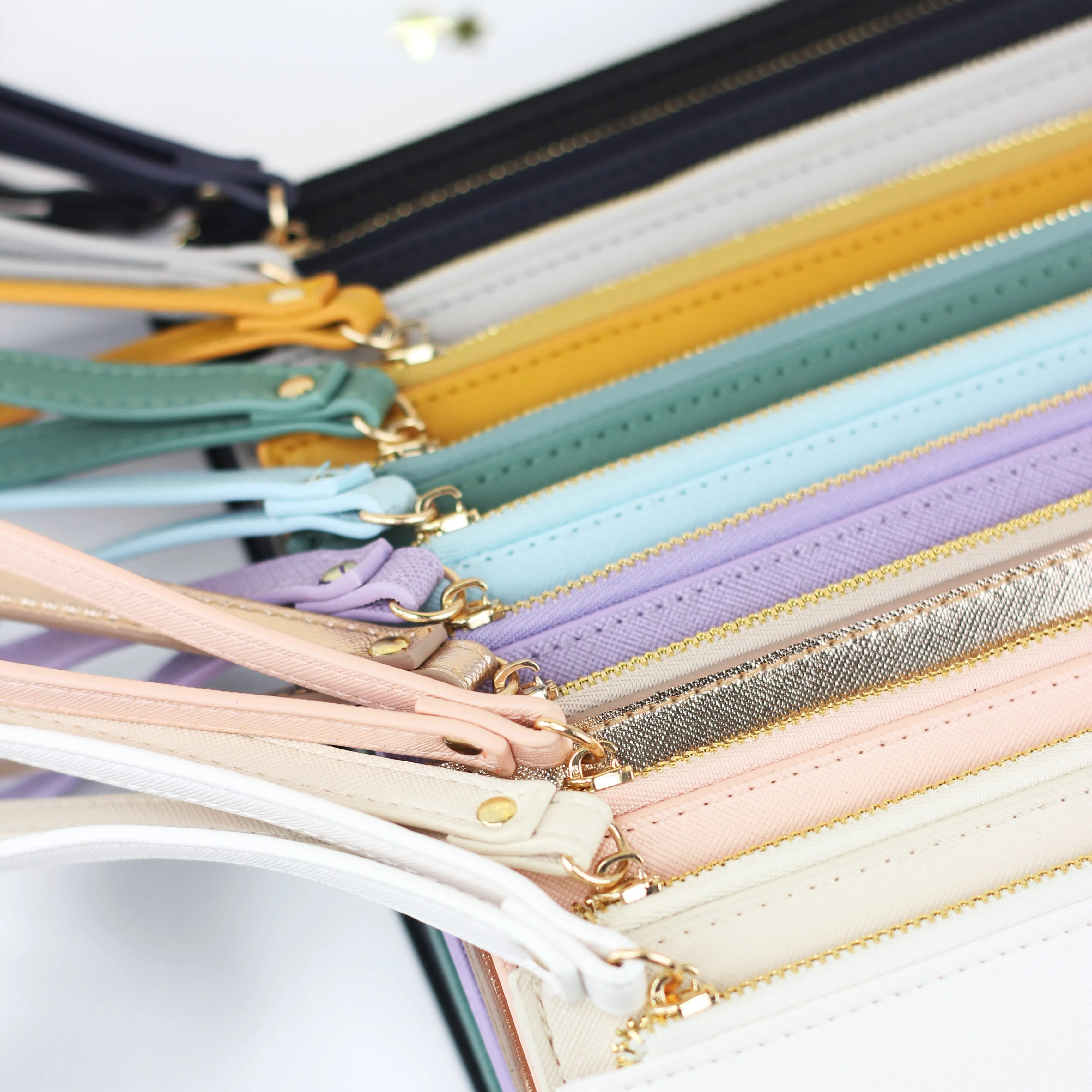 Personalised Monogrammed PU Leather Clutch Bag with Wristlet - Any Initials