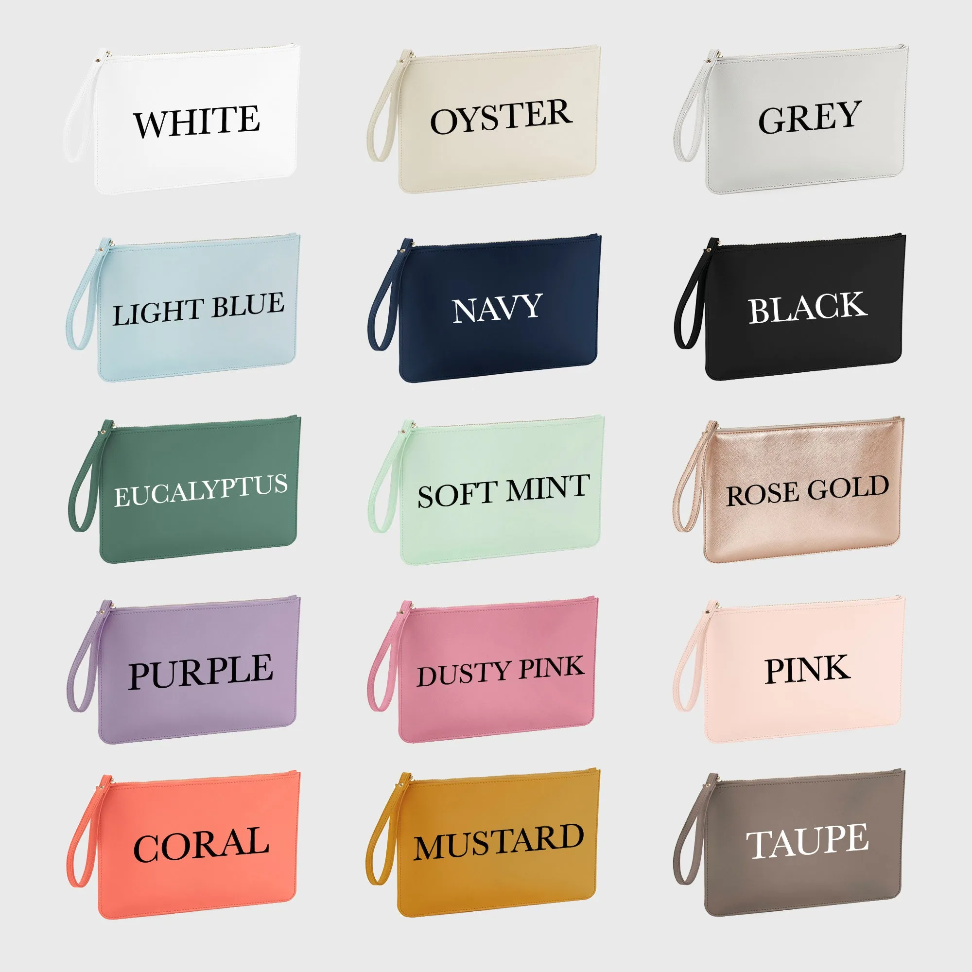 Personalised Monogrammed PU Leather Clutch Bag with Wristlet - Any Initials