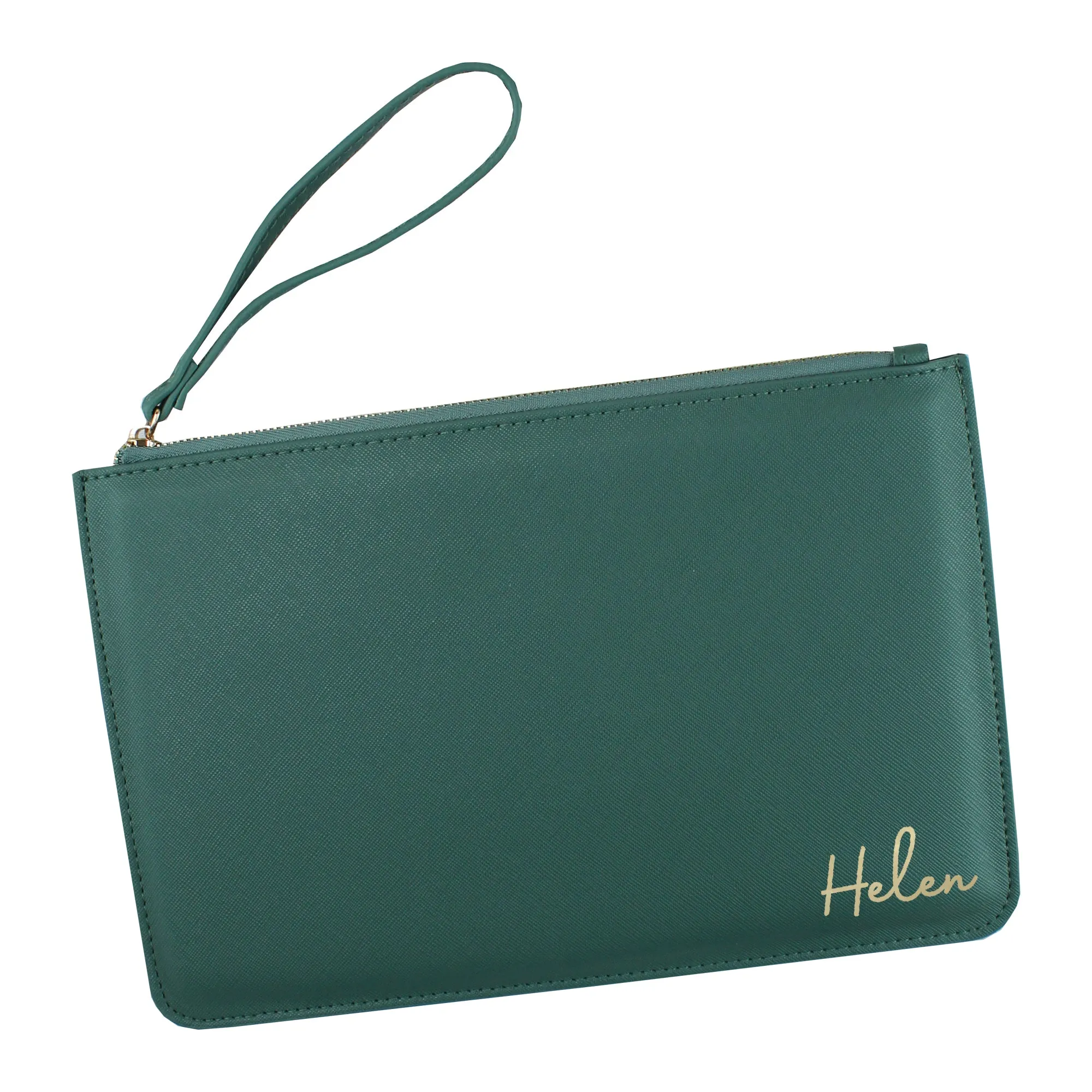 Personalised PU Leather Clutch Bag with Wristlet - Any Name