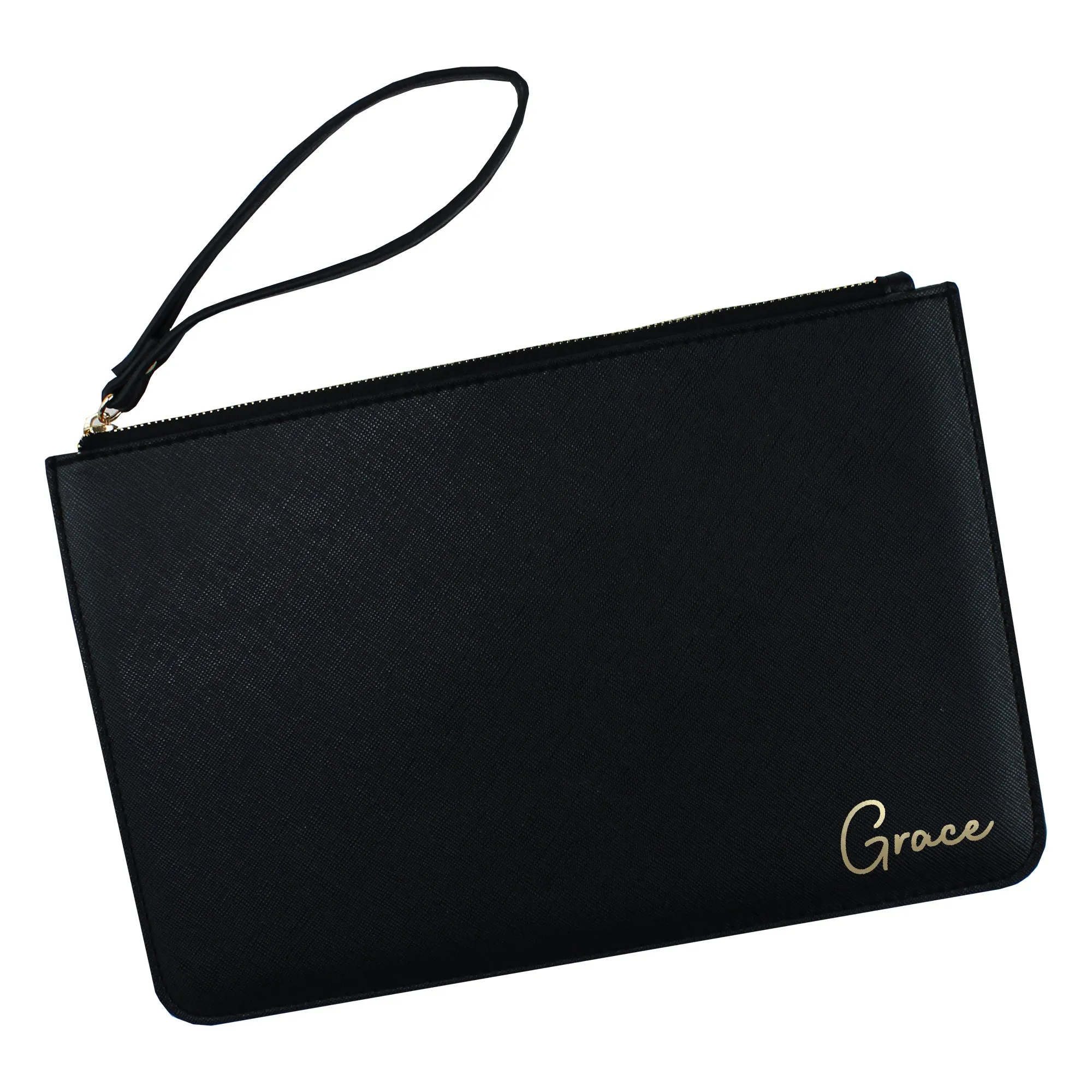 Personalised PU Leather Clutch Bag with Wristlet - Any Name