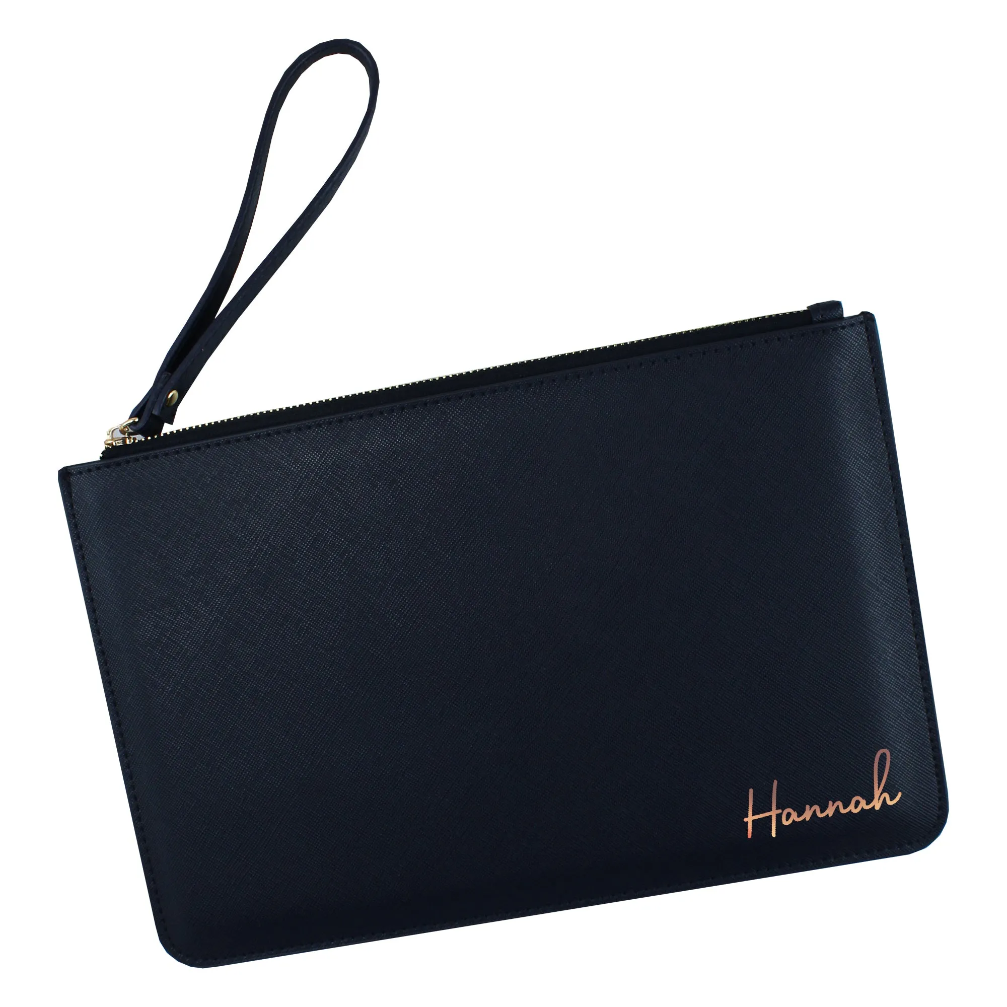 Personalised PU Leather Clutch Bag with Wristlet - Any Name