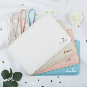 Personalised PU Leather Clutch Bag with Wristlet - Any Name
