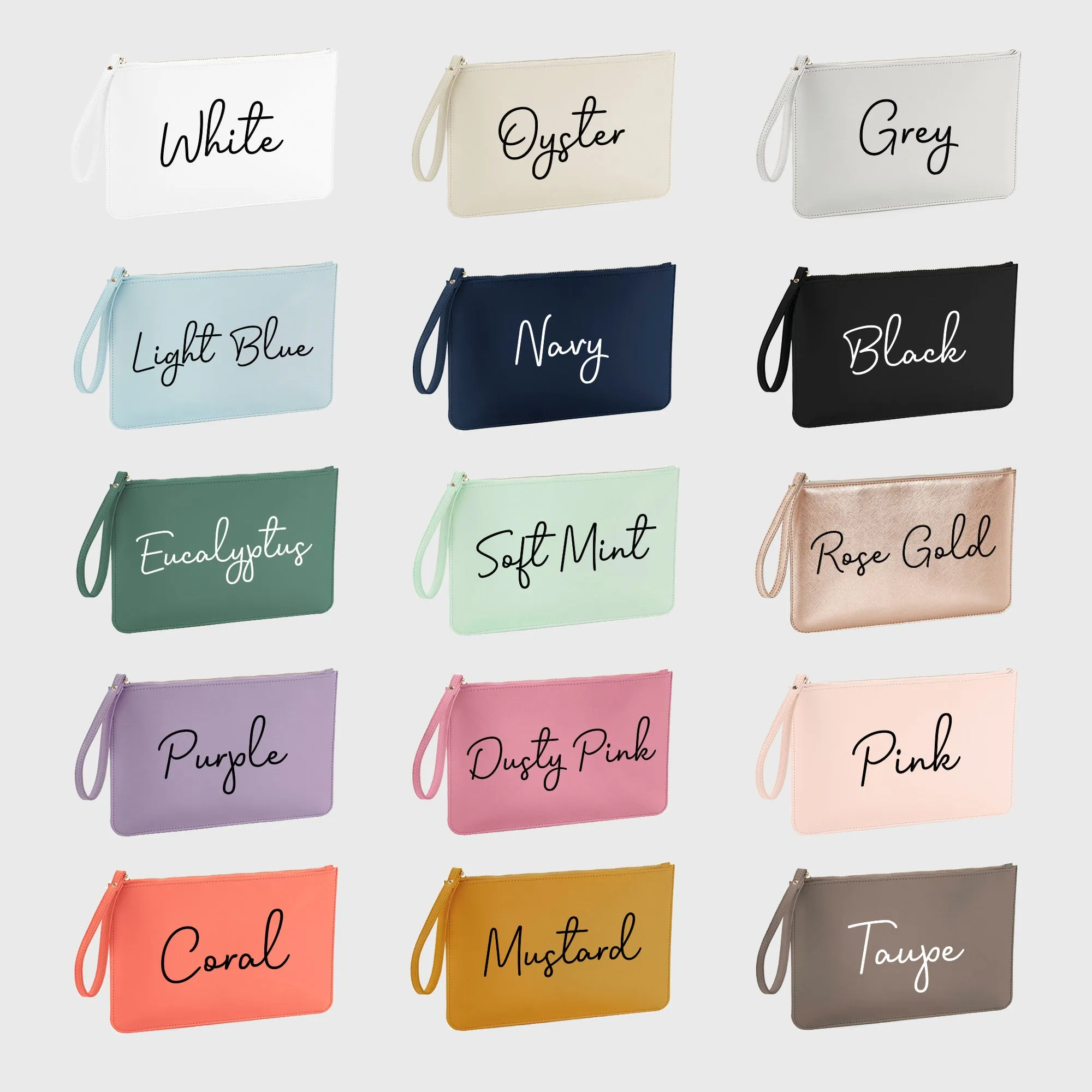 Personalised PU Leather Clutch Bag with Wristlet - Any Name