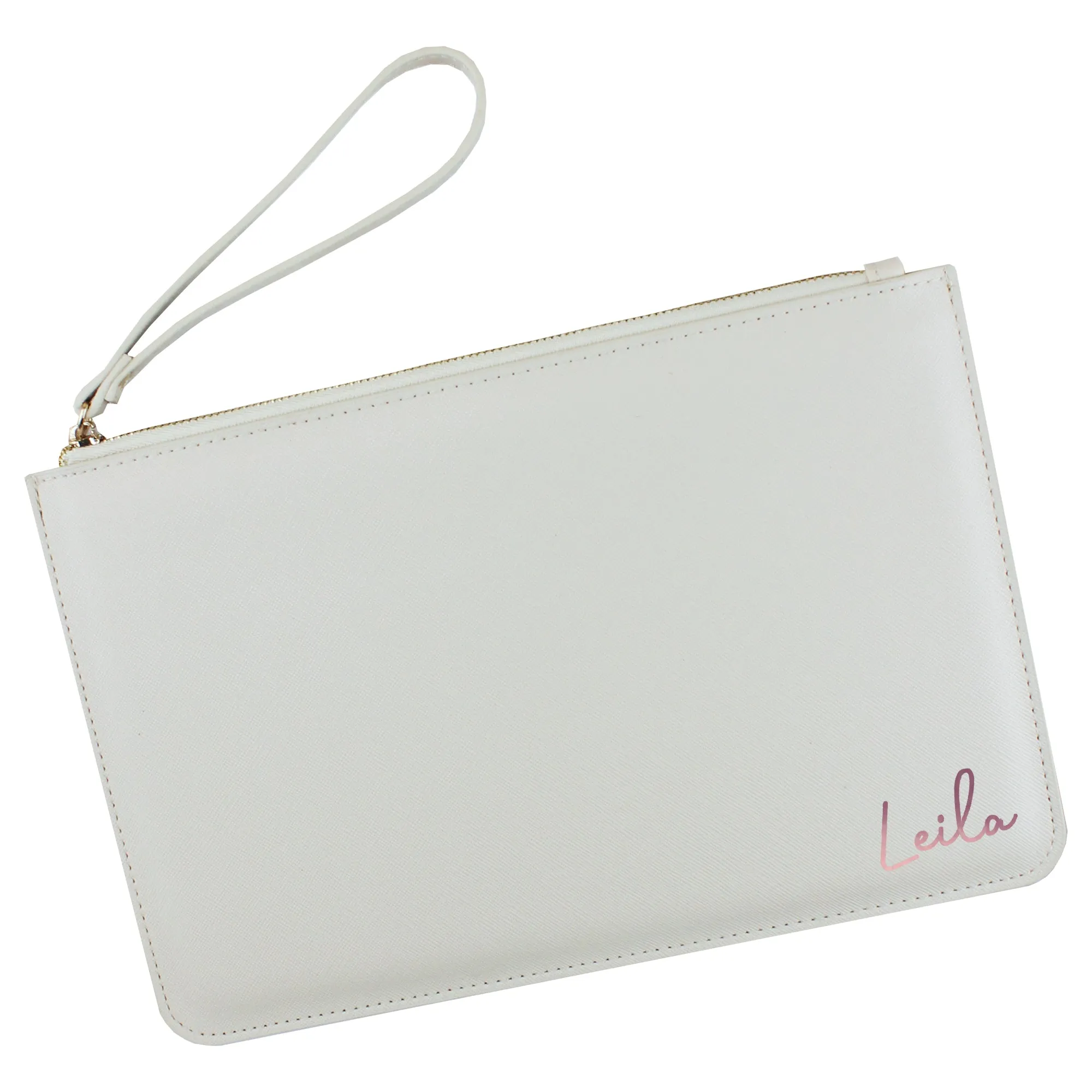 Personalised PU Leather Clutch Bag with Wristlet - Any Name