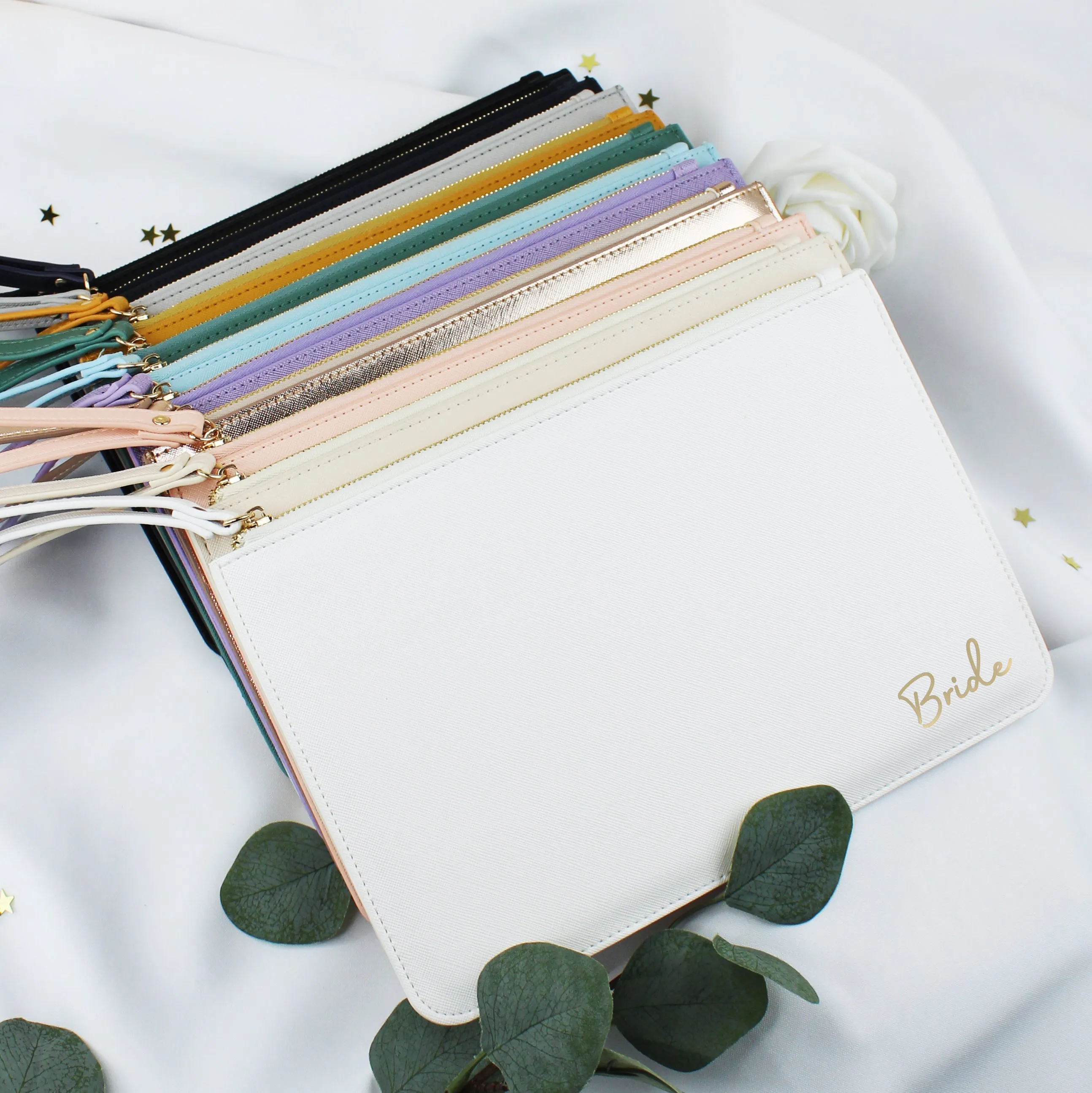 Personalised PU Leather Clutch Bag with Wristlet - Any Name