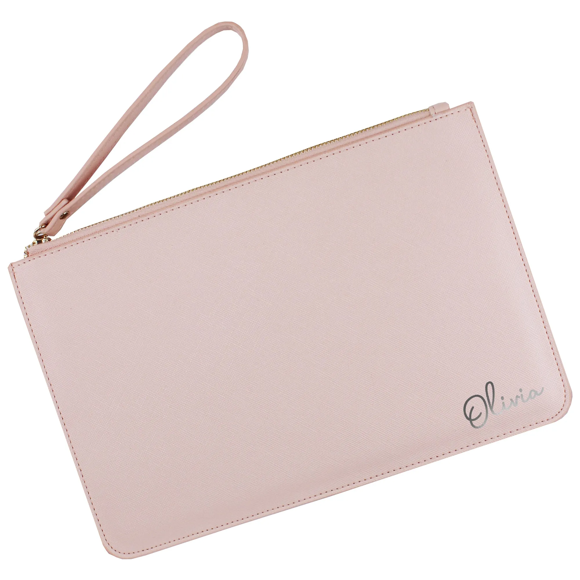 Personalised PU Leather Clutch Bag with Wristlet - Any Name