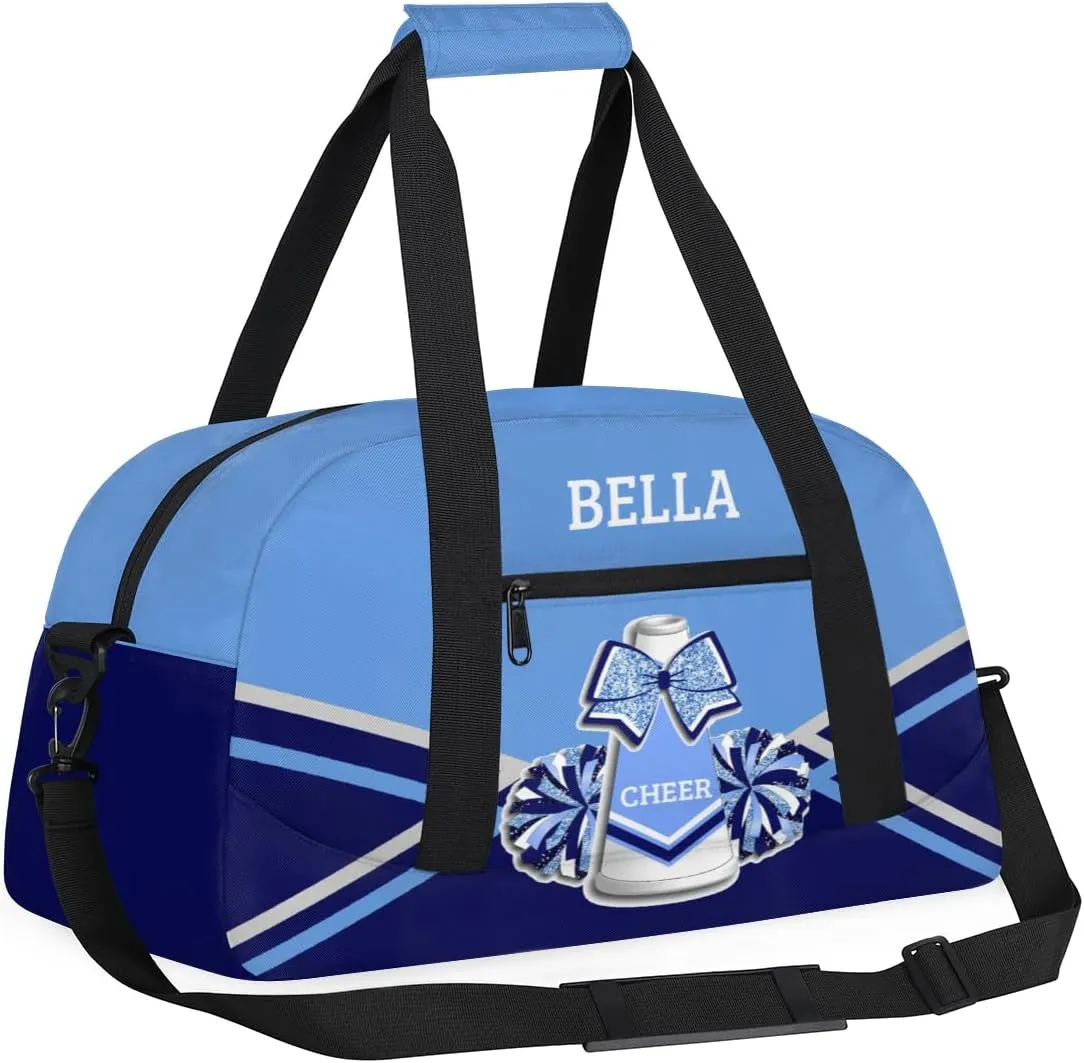 Personalized Cheer Bag Dance Bag for Girl, Custom Gym Bag Sport Duffel Bag, Weekender Bags Travel Duffel Bag Blue Sliver Cheerleader