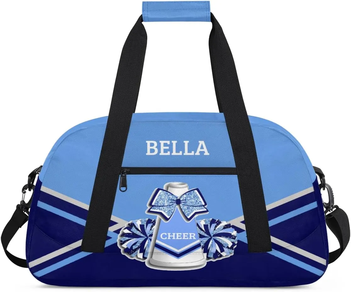 Personalized Cheer Bag Dance Bag for Girl, Custom Gym Bag Sport Duffel Bag, Weekender Bags Travel Duffel Bag Blue Sliver Cheerleader