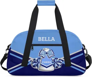 Personalized Cheer Bag Dance Bag for Girl, Custom Gym Bag Sport Duffel Bag, Weekender Bags Travel Duffel Bag Blue Sliver Cheerleader