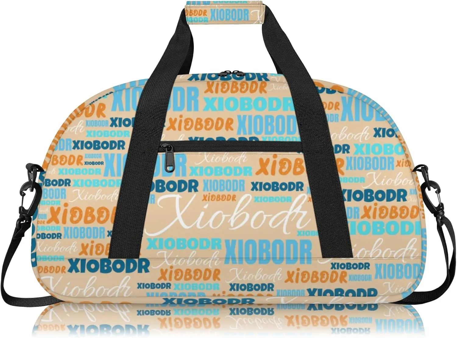 Personalized Cute Duffle Bag - Custom Name Kids Sports Bag, Sleepover Bags for Girls, Lightweight Toddler Boys Overnight Bag for Weekender Travel Cheer Dance Ball Game, Apricot Multiple Text