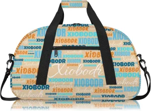 Personalized Cute Duffle Bag - Custom Name Kids Sports Bag, Sleepover Bags for Girls, Lightweight Toddler Boys Overnight Bag for Weekender Travel Cheer Dance Ball Game, Apricot Multiple Text