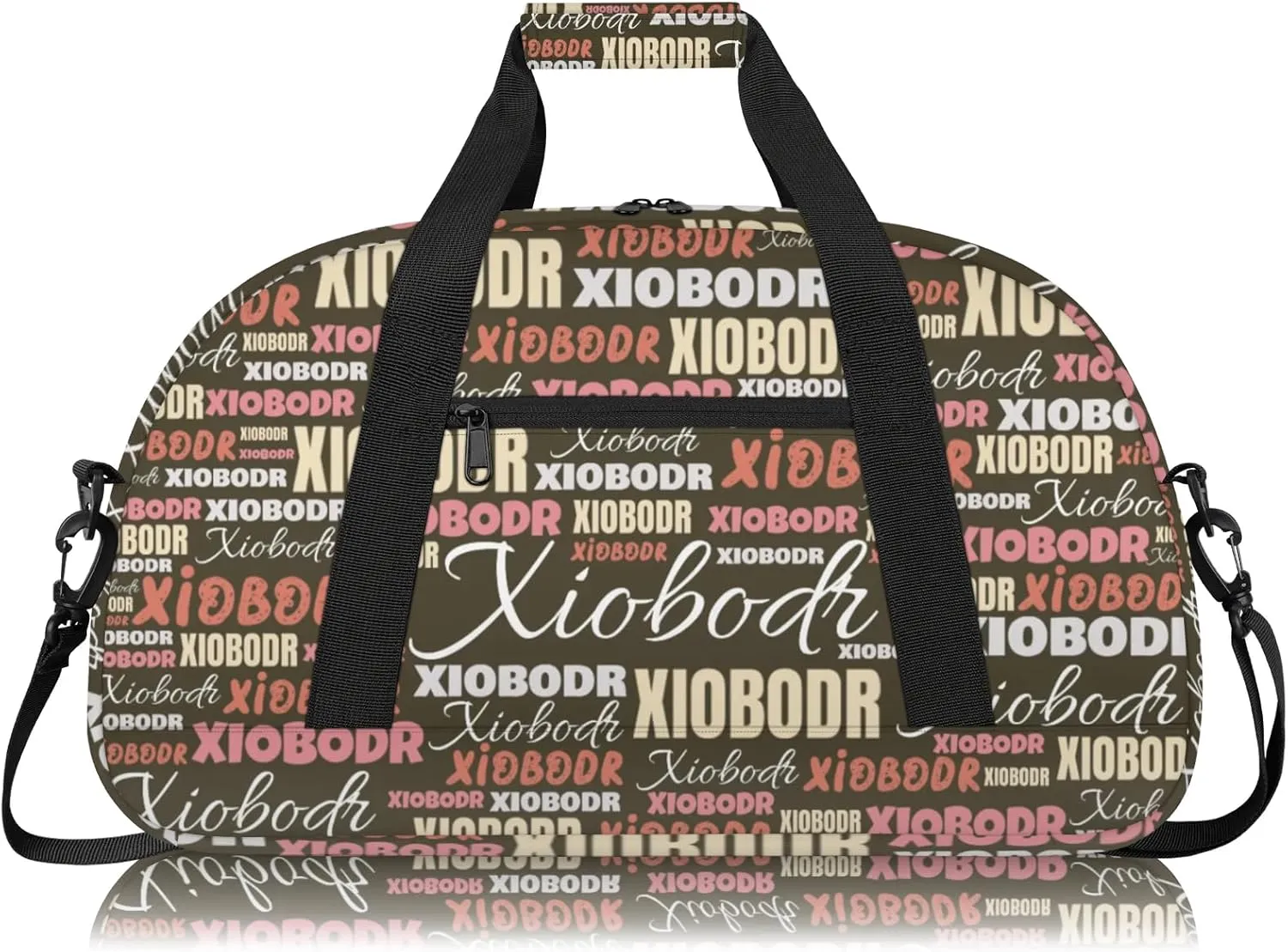 Personalized Cute Duffle Bag - Custom Name Kids Sports Bag, Sleepover Bags for Girls, Lightweight Toddler Boys Overnight Bag for Weekender Travel Cheer Dance Ball Game, Brown Pink
