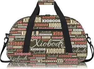 Personalized Cute Duffle Bag - Custom Name Kids Sports Bag, Sleepover Bags for Girls, Lightweight Toddler Boys Overnight Bag for Weekender Travel Cheer Dance Ball Game, Brown Pink