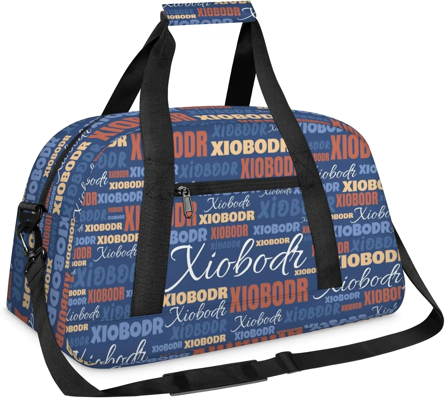Personalized Cute Duffle Bag - Custom Name Kids Sports Bag, Sleepover Bags for Girls, Lightweight Toddler Boys Overnight Bag for Weekender Travel Cheer Dance Ball Game, Dark Moderate Blue