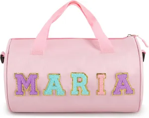 Personalized Dance Duffle Bag for Girls - Custom Overnight Gym Bag with Chenille Letter Patch Name for Ballet, Cheerleader & Toddler