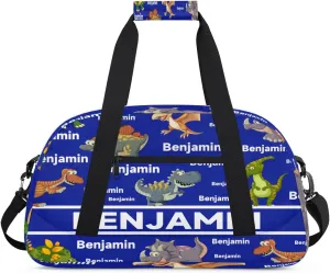 Personalized Dinosaur Theme Sports Duffel Bag for Women Men, Custom Travel Gym Bags Birthday Gifts with Name, Dinosaur Theme Overnight Weekender Bag