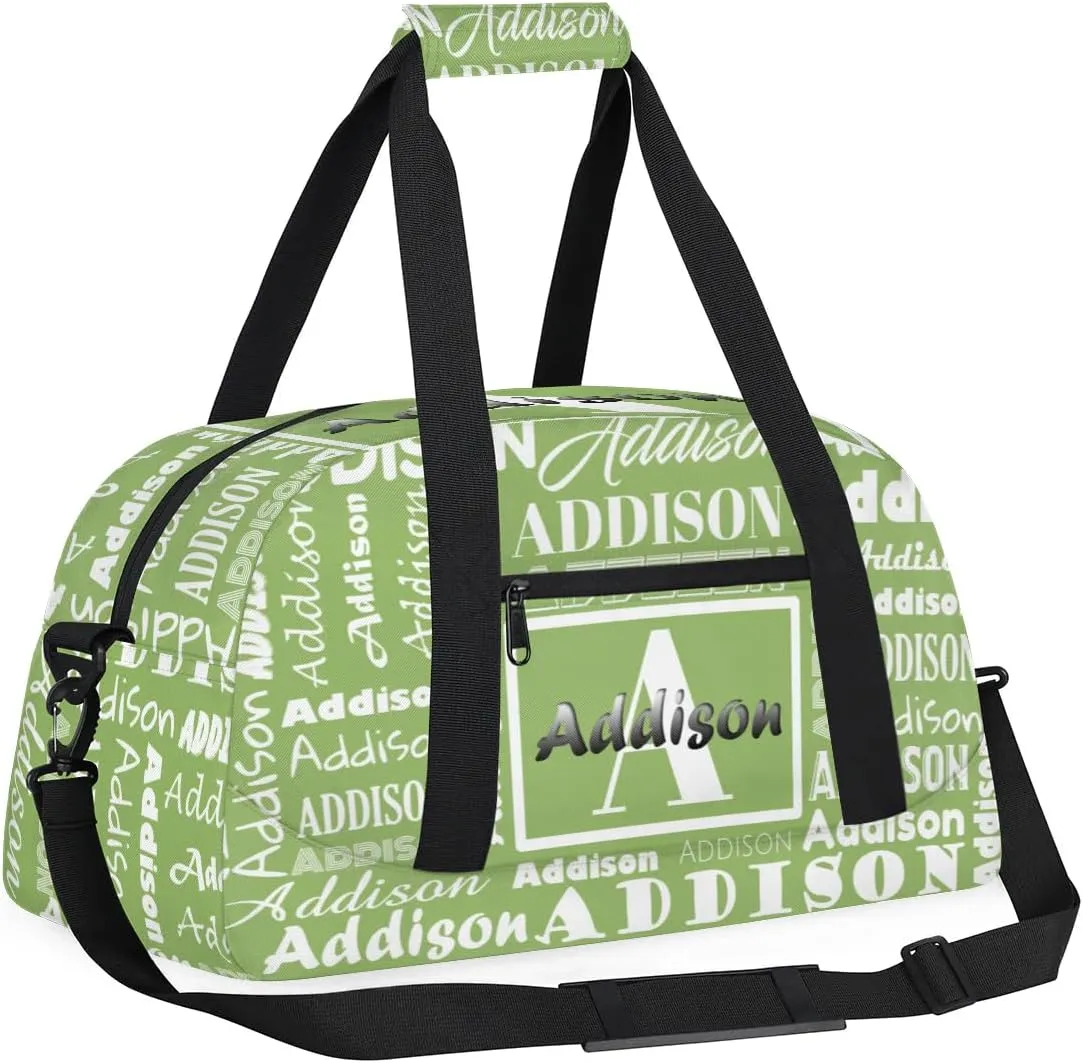 Personalized Duffel Bag Cheerleading Dance Bag Custom Name Text Sport Gym Bags Travel Weekend Travel Bag Overnight Bag for Women/Men, Sage Green