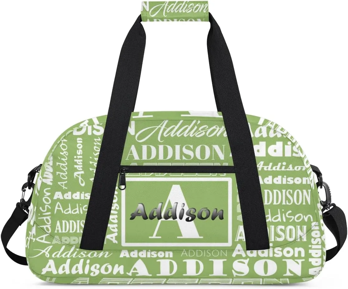 Personalized Duffel Bag Cheerleading Dance Bag Custom Name Text Sport Gym Bags Travel Weekend Travel Bag Overnight Bag for Women/Men, Sage Green
