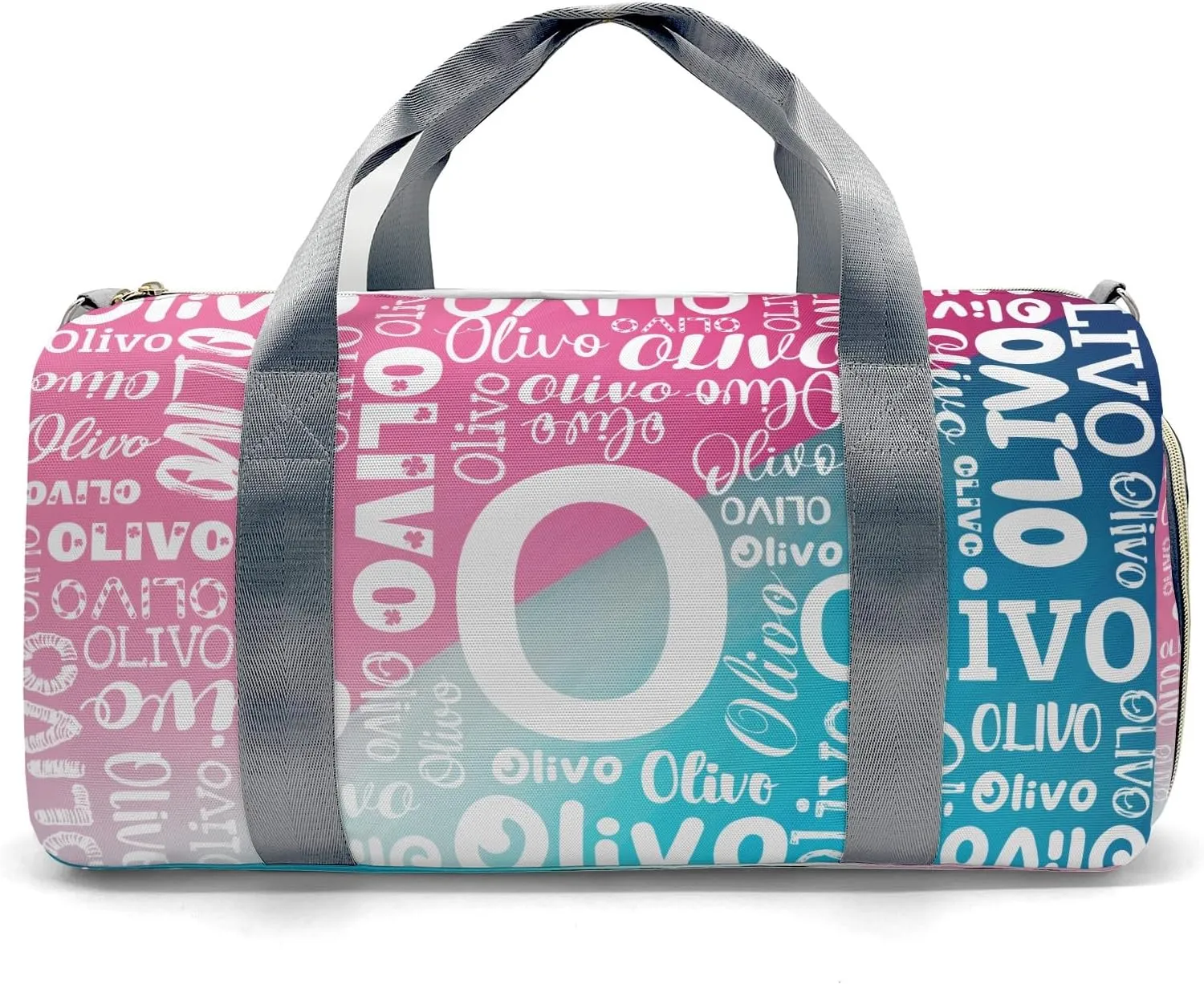 Personalized Duffel Bag with Name Custom Travel Bags for Woman Sports Gym Bag Wet Dry Pockets & Shoe Compartment Weekend Overnight Bag for Gift Pink Blue