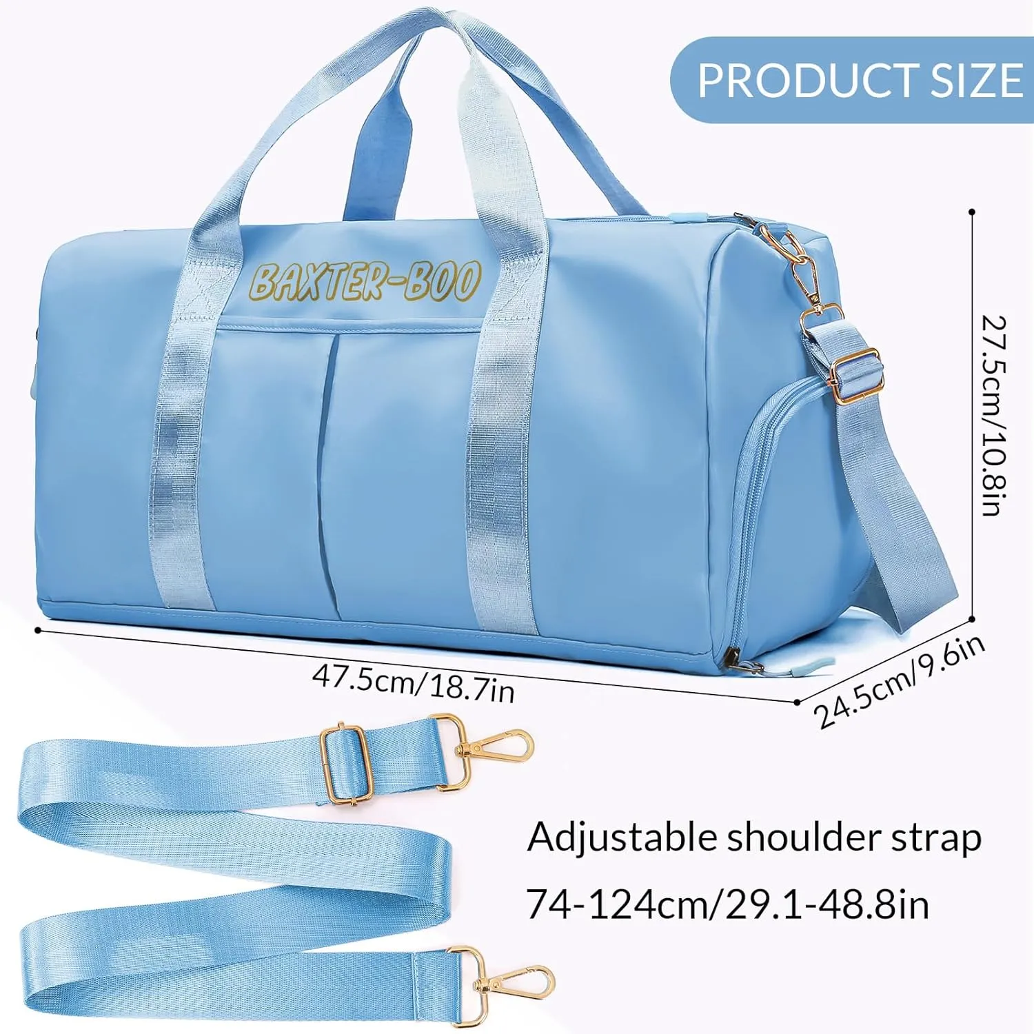 Personalized Duffle Bag, Custom Name Sports Gym Bag with Shoe Compartment&Dry Pockets, Waterproof Weekender Bags for Women and Men,Swim Dance Gym Travel Bag, Gifts for Groomsman,Bridesmaid
