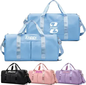 Personalized Duffle Bag, Custom Name Sports Gym Bag with Shoe Compartment&Dry Pockets, Waterproof Weekender Bags for Women and Men,Swim Dance Gym Travel Bag, Gifts for Groomsman,Bridesmaid
