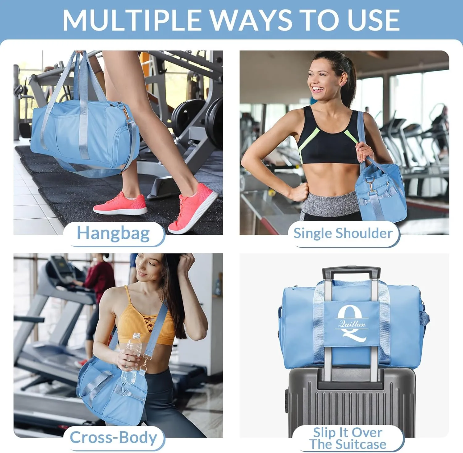Personalized Duffle Bag, Custom Name Sports Gym Bag with Shoe Compartment&Dry Pockets, Waterproof Weekender Bags for Women and Men,Swim Dance Gym Travel Bag, Gifts for Groomsman,Bridesmaid
