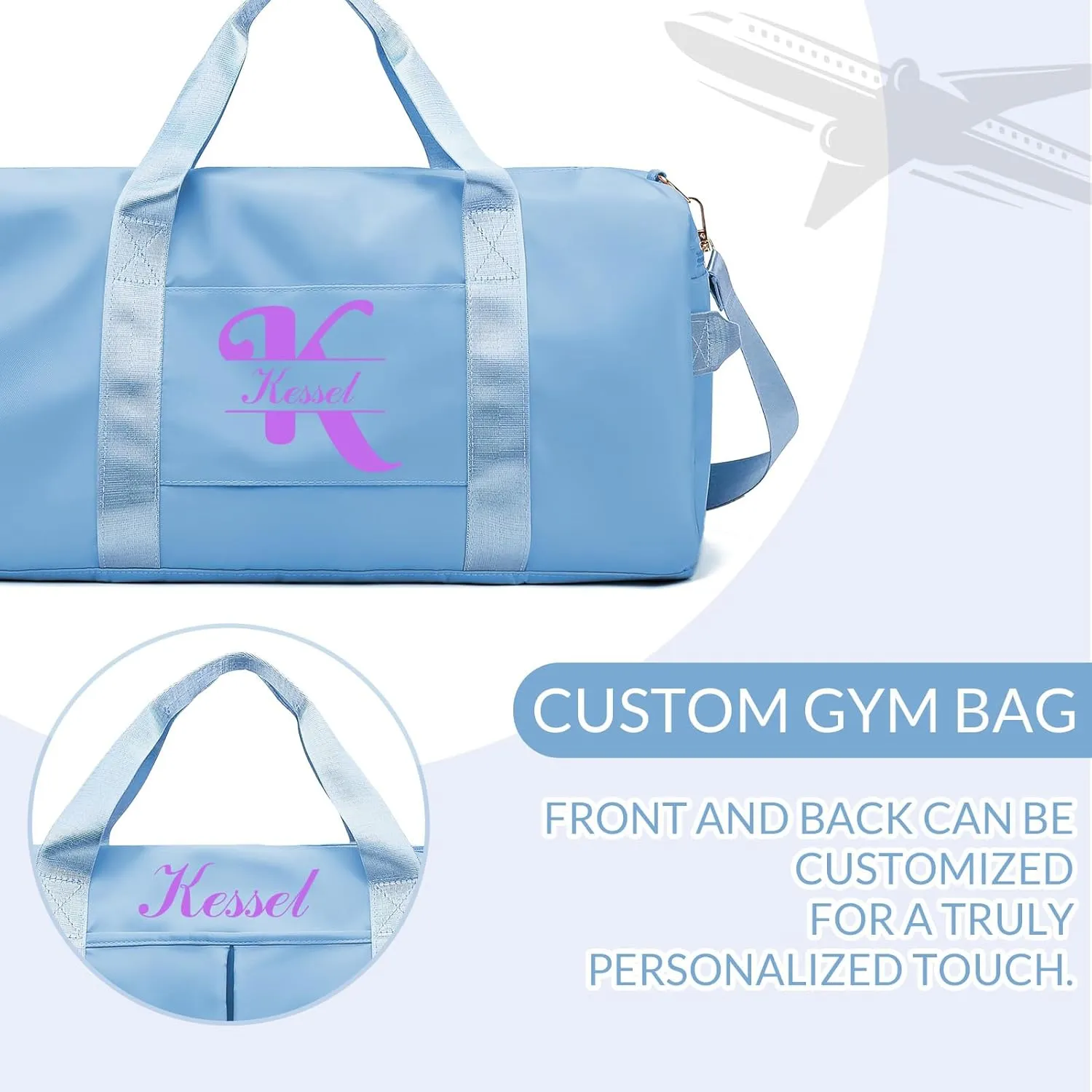 Personalized Duffle Bag, Custom Name Sports Gym Bag with Shoe Compartment&Dry Pockets, Waterproof Weekender Bags for Women and Men,Swim Dance Gym Travel Bag, Gifts for Groomsman,Bridesmaid