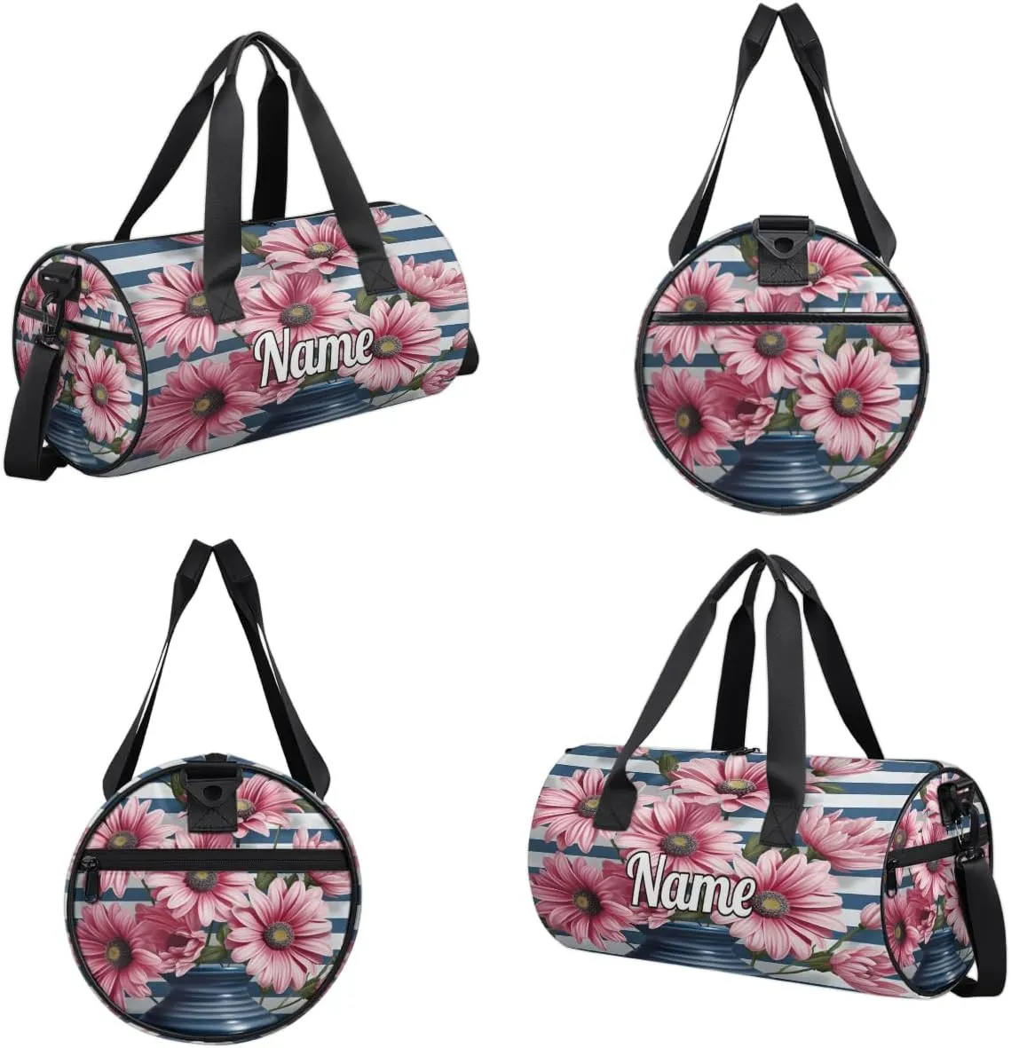 Personalized Sport Gym Bag Dance Duffle Ballet Bag Overnight Travel Sleepover Bags Swimming Hiking Camping, Pink Daisy