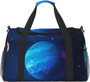 Personalized Sports Duffel Bags Gym Bag Dance Bag, Personalized Custom Travel Duffle Bag Tote Bag, Customized Travel Bag Overnight Weekender Sleepover Bags, Universe Cosmic Planets Pattern