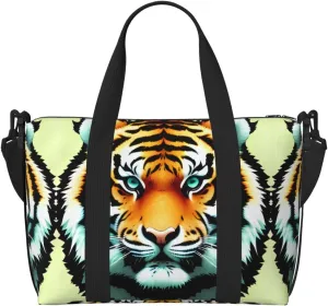 Phayah Little Fat Tiger Head Travel Duffel Bag,Sports Tote Gym Bag,Shoulder Weekender Overnight Bag For Women
