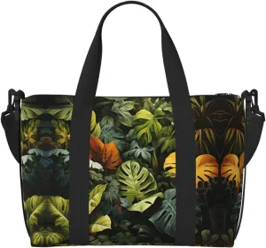 Phayah Tropical Rainforest Palm Leaves Travel Duffel Bag,Sports Tote Gym Bag,Shoulder Weekender Overnight Bag For Women