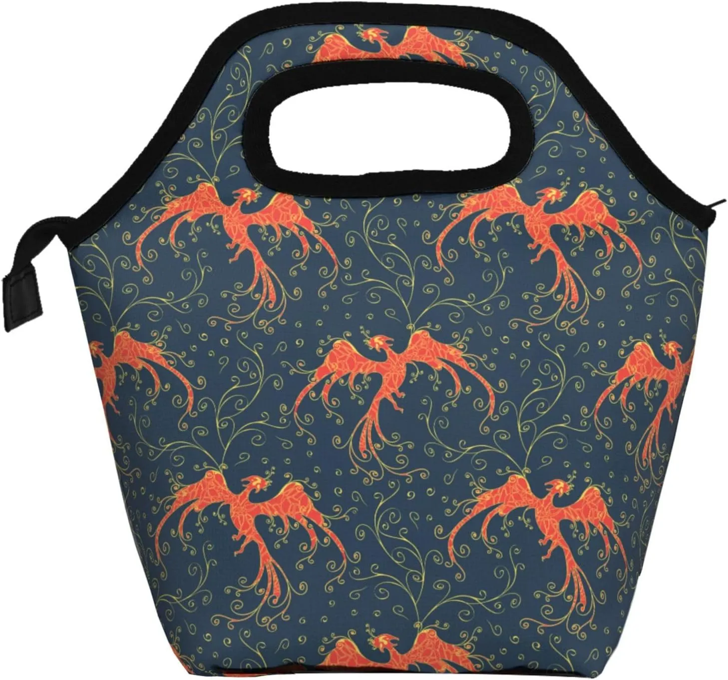 phoenix fire bird Mythical creature fashion Insulated Lunch box Food Bag Handbag lunchbox Cooler warm Pouch Tote bag