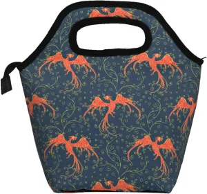 phoenix fire bird Mythical creature fashion Insulated Lunch box Food Bag Handbag lunchbox Cooler warm Pouch Tote bag