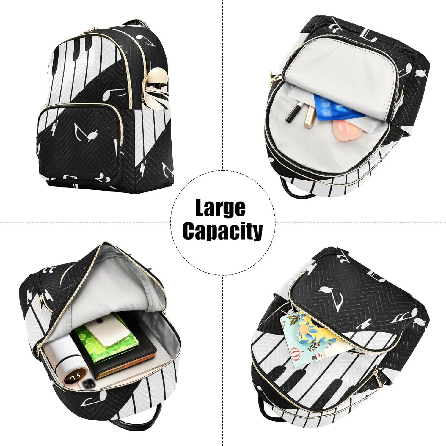 Piano Keyboard Music Mini Backpack for Women, Travel Backpack Purse Daypack Shoulder Bag for Ladies