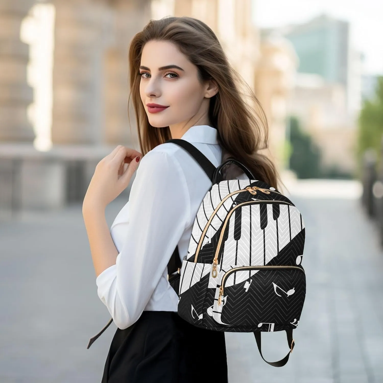 Piano Keyboard Music Mini Backpack for Women, Travel Backpack Purse Daypack Shoulder Bag for Ladies