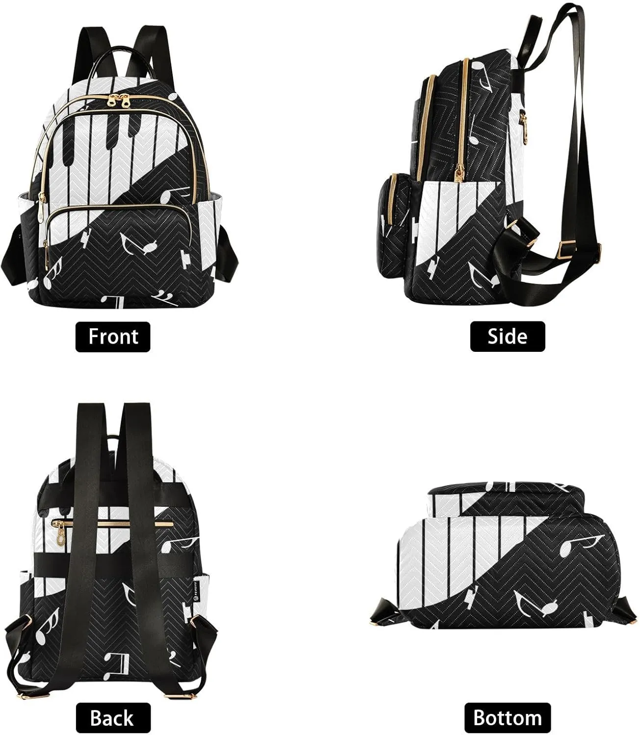 Piano Keyboard Music Mini Backpack for Women, Travel Backpack Purse Daypack Shoulder Bag for Ladies
