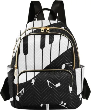Piano Keyboard Music Mini Backpack for Women, Travel Backpack Purse Daypack Shoulder Bag for Ladies