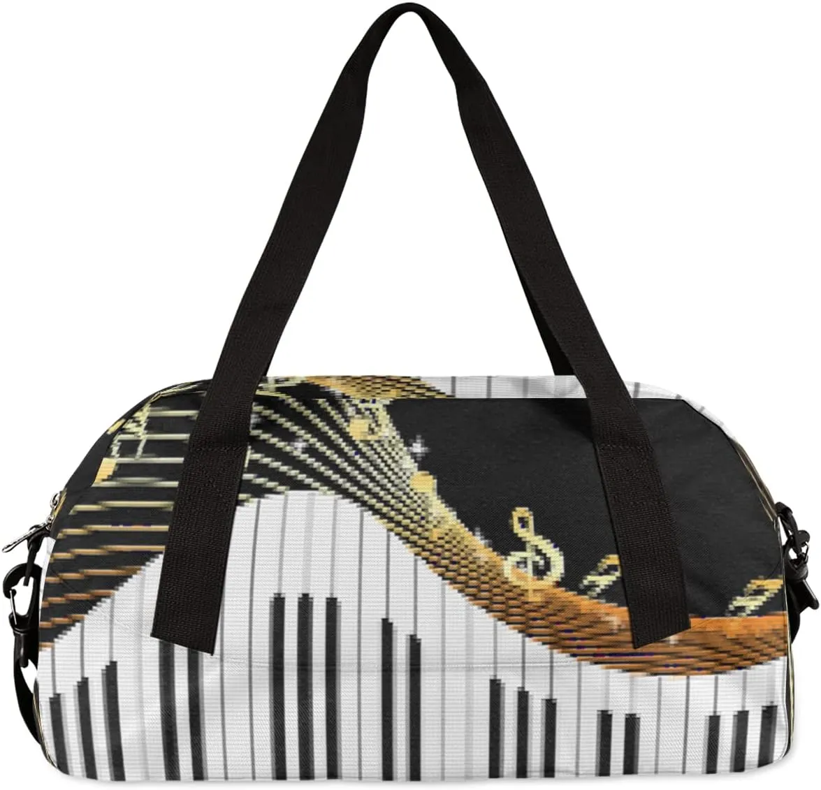 Piano Keyboard Music Notes Kids Duffel Bag for Girls Boys Teens, Piano Pixel Wind Dance Bag Overnight Small Duffel Bag Carry On Weekend Sports Gym Travel Bag for School Practice Gymnastics Ballet
