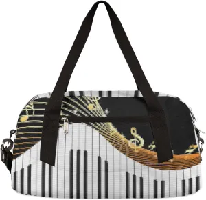 Piano Keyboard Music Notes Kids Duffel Bag for Girls Boys Teens, Piano Pixel Wind Dance Bag Overnight Small Duffel Bag Carry On Weekend Sports Gym Travel Bag for School Practice Gymnastics Ballet