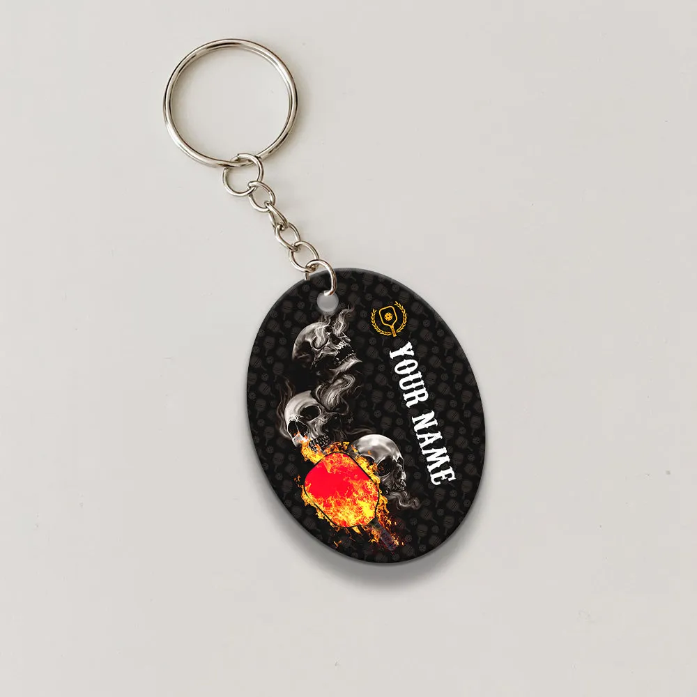 Pickleball Skull Hello Darkness My Old Friend Personalized Name 3D Keychain Gift For Pickleball Player