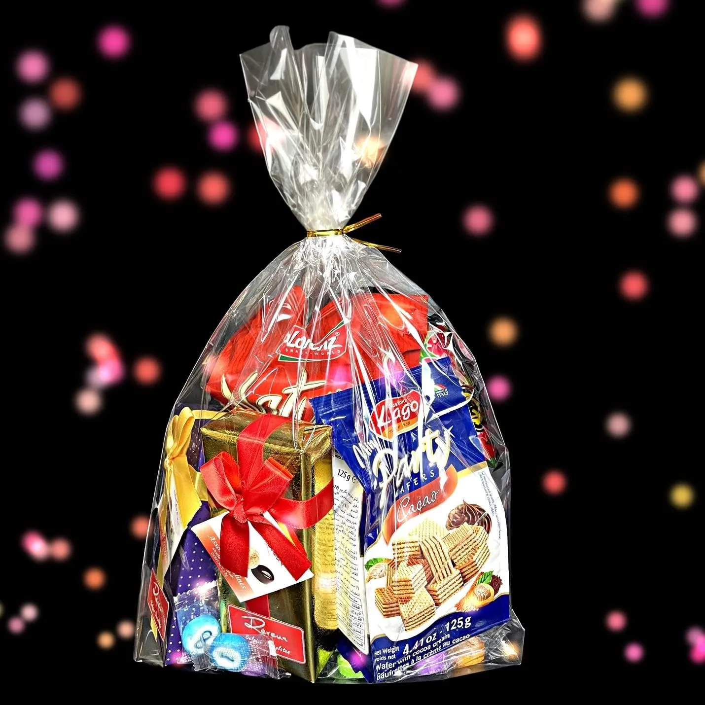 PigPotParty 12"x 16", 100Pcs Bottom Gusset Bags, Clear Plastic Cellophane Mug Treat Goodie Gift Bags with 100x Twist Ties, Large Party Favor Packaging, Toy Wrapping (No Side Gusset)