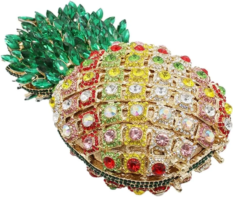 Pineapple Style Rhinestone Clutch Realistic Evening Bag Shining Crystal Purse for Cocktail Party Prom Wedding