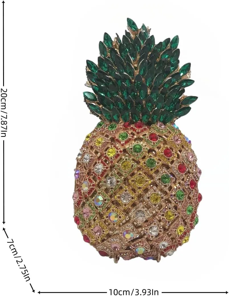 Pineapple Style Rhinestone Clutch Realistic Evening Bag Shining Crystal Purse for Cocktail Party Prom Wedding