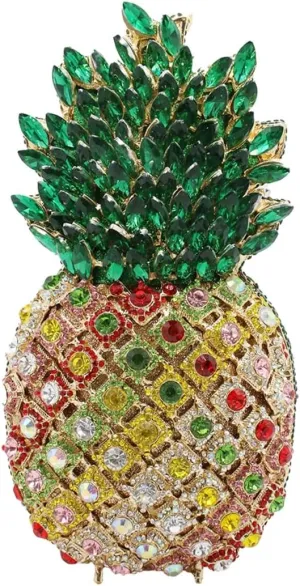 Pineapple Style Rhinestone Clutch Realistic Evening Bag Shining Crystal Purse for Cocktail Party Prom Wedding